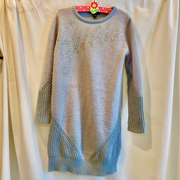 Guess RHINESTONE LOGO Winter Christmas Holidays SWEATER DRESS size 7 - Picture 3 of 11
